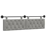 vidaXL Tête de lit suspendue Avec lumière LED Gris clair Velours