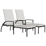 vidaXL Chaises longues avec repose-pied 2 Pièces Résine tressée Marron