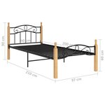 vidaXL Cadre de lit sans matelas noir métal bois chêne massif 90x200cm