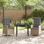 vidaXL Ensemble de salle à manger pour jardin 3 Pièces Beige polyrotin