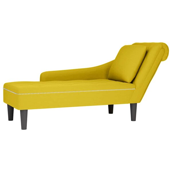 vidaXL Fauteuil long avec coussin et accoudoir droit jaune velours