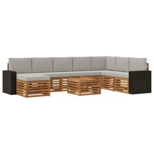 vidaXL Ensemble de canapés d'extérieur 9 pc Naturel et gris clair