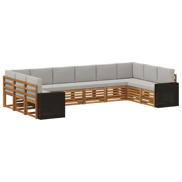 vidaXL Ensemble de canapé d'angle 10 Pièces Naturel et gris clair