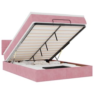 VidaXL Cadre de lit ottoman avec matelas rose 140x200 cm velours