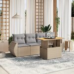 vidaXL Salon de jardin avec coussins 5 Pièces beige résine tressée