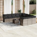 vidaXL Salon de jardin avec coussins 12 Pièces gris clair résine tressée