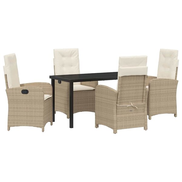 vidaXL Ensemble de salle à manger pour jardin 5 Pièces Beige polyrotin