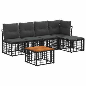 vidaXL Ensemble de canapés d'extérieur 6 Pièces Noir et Gris foncé