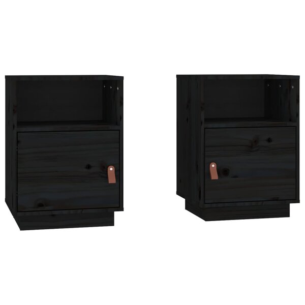 vidaXL Tables de chevet 2 Pièces Noir 40x34x55 cm Bois de pin massif