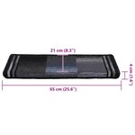 vidaXL Tapis d'escalier autocollants 15 Pièces 65x21x4 cm Noir et gris