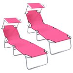 vidaXL Transat 2-personne 2 Pièces Rose 58 x 188 x 77cm tissu