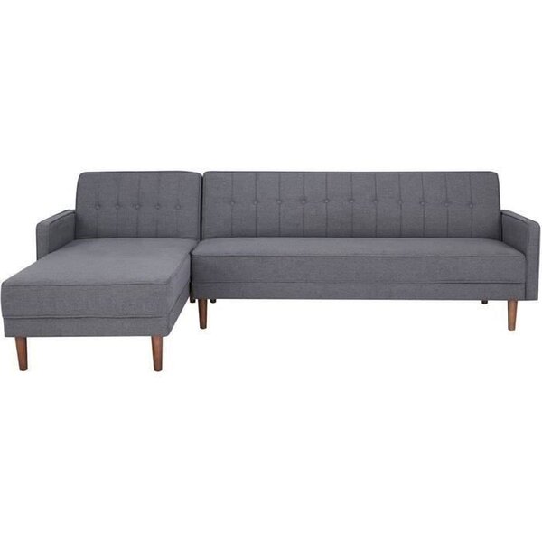 Canapé d'angle convertible 3 places réversible - Tissu gris foncé - Pieds en bois - 286 x 169 x 80 cm - IMANIA