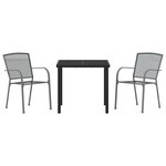 vidaXL Ensemble de salle à manger pour jardin 3 Pièces Anthracite Acier