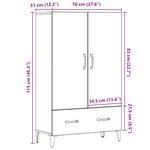 vidaXL Buffet haut vieux bois 70x31x115 cm bois d'ingénierie