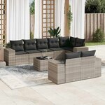 vidaXL Salon de jardin 9 Pièces avec coussins gris clair résine tressée