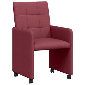 vidaXL Chaises de Salle à Manger avec Roues 2 pc tissu Bordeaux
