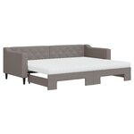 vidaXL Lit de jour avec gigogne et matelas taupe 80x200 cm tissu