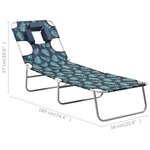 vidaXL Chaise longue avec coussin de tête Acier Motif de feuilles