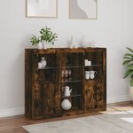 vidaXL Buffets avec lumières LED 3 Pièces chêne fumé bois d'ingénierie