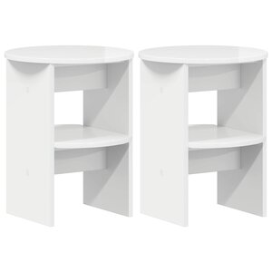 vidaXL Meuble d'appoint 2 Pièces Blanc Brillant Ø40 x 50 cm