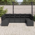 vidaXL Ensemble de Canapés avec coussin Noir Poly Rattan