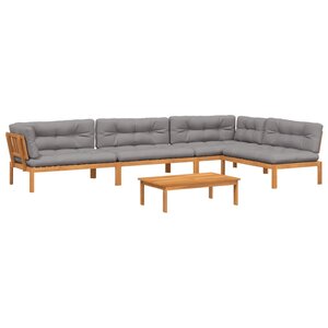 vidaXL Salon palette de jardin avec coussins 5Pièces bois d'acacia massif