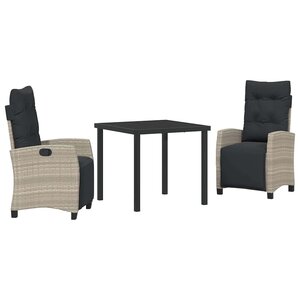 vidaXL Ensemble de salle à manger pour jardin 3 Pièces Gris clair