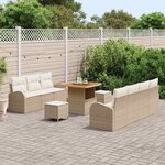 vidaXL Ensemble de canapé de jardin 10 Pièces Beige polyrotin