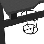 vidaXL Bureau de jeu à LED en forme de Z noir 110x60x75 cm