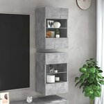 vidaXL Meubles muraux avec lumières LED pour TV 2Pièces gris béton 40x30x60 5 cm