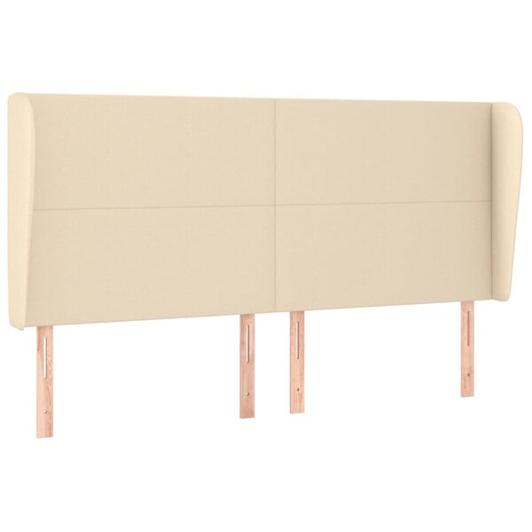 vidaXL Tête de lit avec oreilles Crème 203x23x118/128 cm Tissu