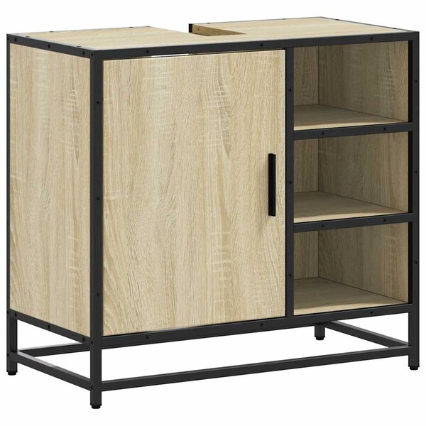 vidaXL Meuble de salle de bain avec lavabo Chêne Sonoma 65 x 33 x 60 cm Bois d'ingénierie