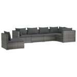 vidaXL Salon de jardin 6 Pièces avec coussins Résine tressée Gris