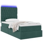 vidaXL Lit de rangement LED avec matelas Vert foncé 90 x 200 cm