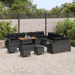 vidaXL Ensemble de canapé de jardin 14 Pièces Noir polyrotin