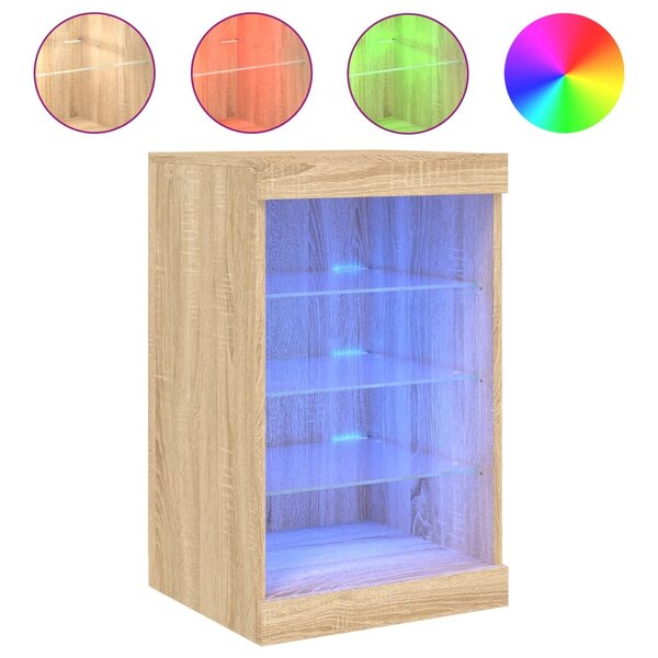 vidaXL Buffet avec lumières LED chêne sonoma 41x37x67 cm