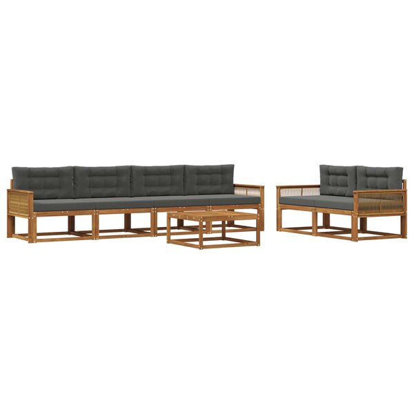 vidaXL Ensemble de canapés d'extérieur 7 Pièces Naturel et Anthracite