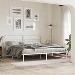 vidaXL Cadre de lit métal sans matelas et tête de lit blanc 200x200 cm