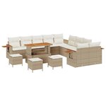 vidaXL Ensemble de canapé de jardin 14 Pièces Beige Poly rotin