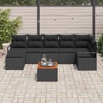 vidaXL Ensemble de canapé de jardin avec coussin 8 Pièces Noir Poly rotin