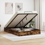 vidaXL Cadre de lit ottoman avec stockage Chêne fumé 193 x 120 x 25 cm