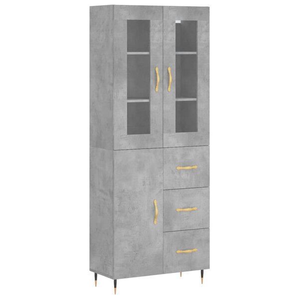 vidaXL Buffet haut Gris béton 69 5x34x180 cm Bois d'ingénierie