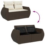 vidaXL Salon de jardin 8 Pièces avec coussins marron résine tressée