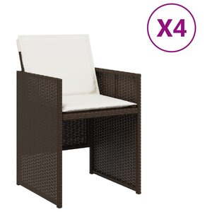 vidaXL Chaises de jardin avec coussins lot de 4 marron résine tressée