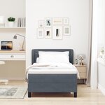 vidaXL Lit à ressorts ensachés avec matelas gris foncé  100x200 cm  velours