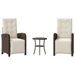 vidaXL Ensemble de bistro 3 Pièces avec coussins marron résine tressée