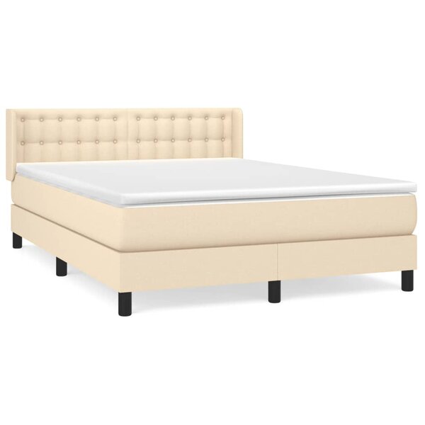 vidaXL Sommier à lattes de lit avec matelas Crème 140x190 cm Tissu