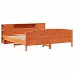 vidaXL Lit bibliothèque sans matelas cire marron 200x200 cm pin massif