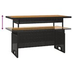 vidaXL Table de jardin noir 100x50x43/63 cm acacia et résine tressée