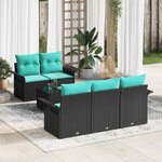 vidaXL Ensemble de canapé de jardin 6 Pièces Noir Poly rotin